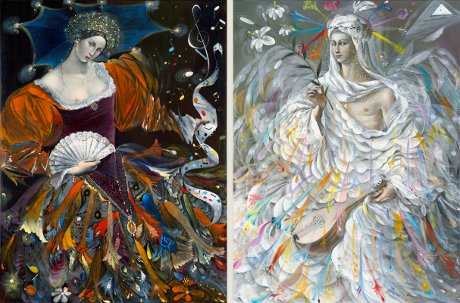The painting -Das Marienleben (diptych)- (2007) by Annael (Anelia Pavlova), artist, after the (classical) music of Hindemith