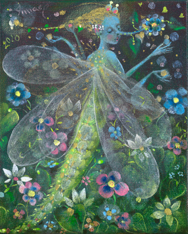 The painting -Green Dragonfly- (2020) by Annael (Anelia Pavlova), artist, after the (classical) music of Martinu