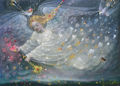 The painting -Angel of the Heart- (2024) by Annael (Anelia Pavlova), artist, after the (classical) music of Vivaldi