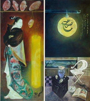 The painting -Lanterns (diptych)- (2000) by Annael (Anelia Pavlova), artist