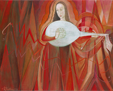 The painting -Weinberg Sonatas for solo cello- (2001) by Annael (Anelia Pavlova), artist, after the (classical) music of Weinberg