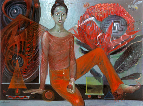 The painting -Red Angel of the Waratah- (2002) by Annael (Anelia Pavlova), artist, after the (classical) music of Weinberg
