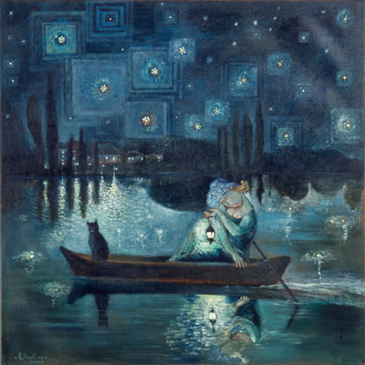 The painting -Square night- (2002) by Annael (Anelia Pavlova), artist, after the (classical) music of Myaskovsky