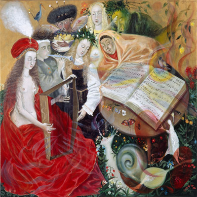 The painting -Allegory of sound- (2004) by Annael (Anelia Pavlova), artist, after the (classical) music of Josquin