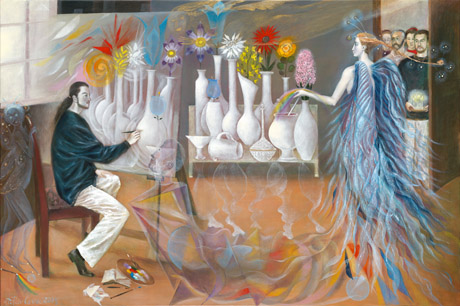 The painting -Painting the rainbow- (2004) by Annael (Anelia Pavlova), artist, after the (classical) music of MaxReger