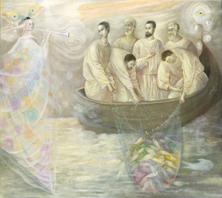The painting -The apparition of the fishermen- (2006) by Annael (Anelia Pavlova), artist, after the (classical) music of Hindemith
