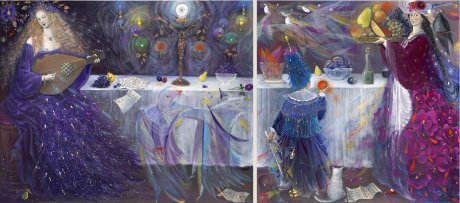 The painting -Evening Morning (diptych)- (2007) by Annael (Anelia Pavlova), artist, after the (classical) music of Shostakovich