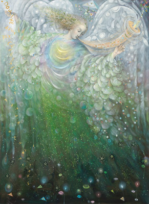The painting -The Angel of Growth- (2009) by Annael (Anelia Pavlova), artist, after the (classical) music of Zelenka