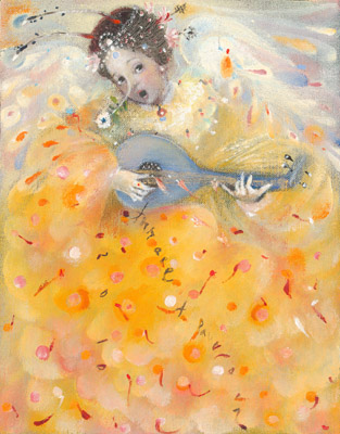 The painting -I sing a little song- (2010) by Annael (Anelia Pavlova), artist, after the (classical) music of Weiss