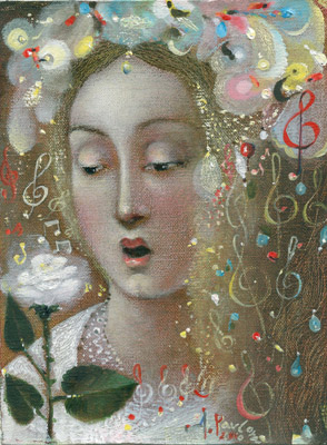 The painting -White flower- (2010) by Annael (Anelia Pavlova), artist, after the (classical) music of Handel