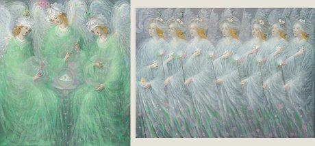 The painting -The Revelations of Spring (diptych)- (2012) by Annael (Anelia Pavlova), artist, after the (classical) music of Hindemith