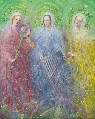 The painting -Mass for three voices- (2016) by Annael (Anelia Pavlova), artist, after the (classical) music of Durante