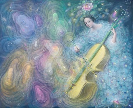 The painting -Water music- (2016) by Annael (Anelia Pavlova), artist, after the (classical) music of MaxReger
