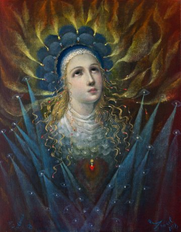 The painting -Allegory of Prayer - Joan of Arc- (2018) by Annael (Anelia Pavlova), artist, after the (classical) music of Tchaikovsky