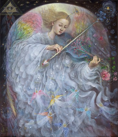 The painting -Guardian Angel- (2019) by Annael (Anelia Pavlova), artist, after the (classical) music of Rachmaninov