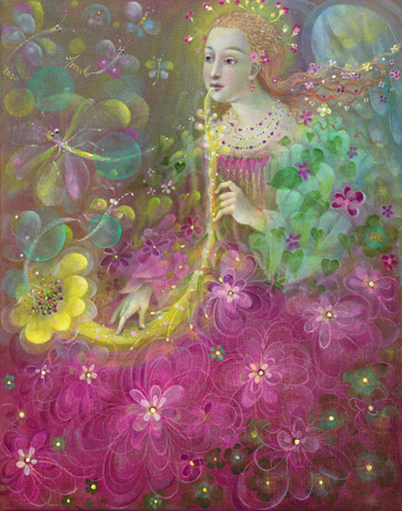 The painting -A Flower from the Magical Garden- (2020) by Annael (Anelia Pavlova), artist, after the (classical) music of Mozart